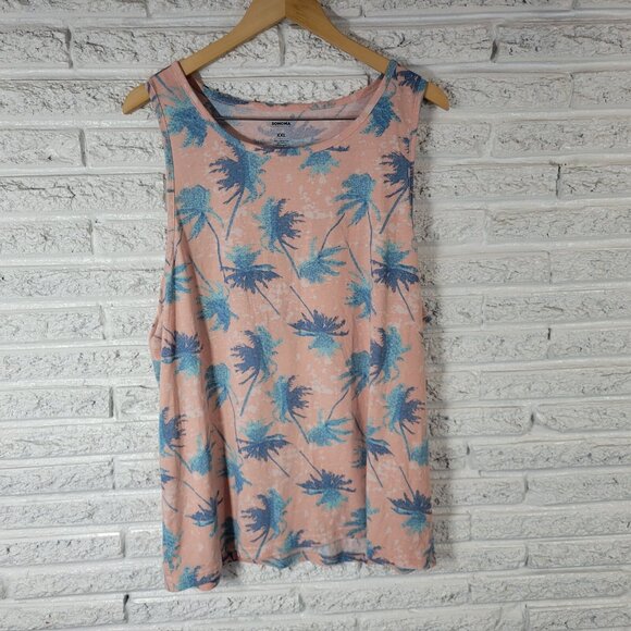 Sonoma Womens Top XXL Plus Tank Tropical Palm Trees Blue Floral FLO108XE - Picture 1 of 8
